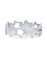 Bling Jewelry Silver Ring: Stacking Patriotic Usa Star Eternity Band Sterling