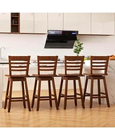 4 Pcs 24.5" Counter Height Bar Chairs Swivel Stools with Hollow Backrest