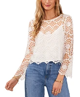 Vince Camuto Women's Lace Boat-Neck Flare-Sleeve Top