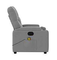 Massage Recliner Chair Light Gray Fabric