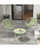 All Weather Pp Patio Conversation Set with Round Coffee table and 2 Chairs