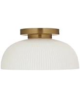 Possini Euro Novia 14"W Brass Ceiling Light with White Glass - Possini Euro Design