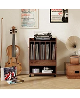 Record Rolling Turntable Player Stand with Drawer