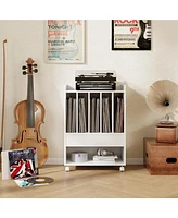 Record Rolling Turntable Player Stand with Drawer
