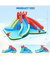 Inflatable Water Slide Crab Dual Slide Bounce House Fun Outdoor Playset for Kids