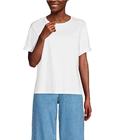 Lands' End Women's Petite Oversized Supima Short Sleeve Crew Neck T-Shirt