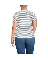 Lands' End Women's Plus Drapey Rib Fitted Short Sleeve Mini T-Shirt