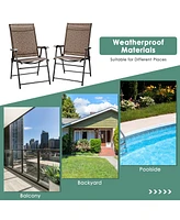 Gymax Set of 4 Folding Portable Patio Chairs Yard Outdoor w/ Armrests & Backrest