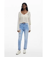 Desigual Women's Cropped openwork sweater