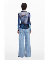 Desigual Women's Buttoned tulle T-shirt