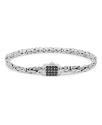 Black Spinel & Sterling Silver Borobudur Oval 5mm Chain Bracelet