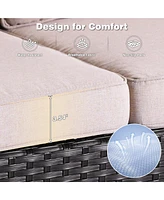 Xizzi Outdoor Furniture Patio Conversation Set 5 Pieces All Weather Wicker High Back Couch with Ottomans