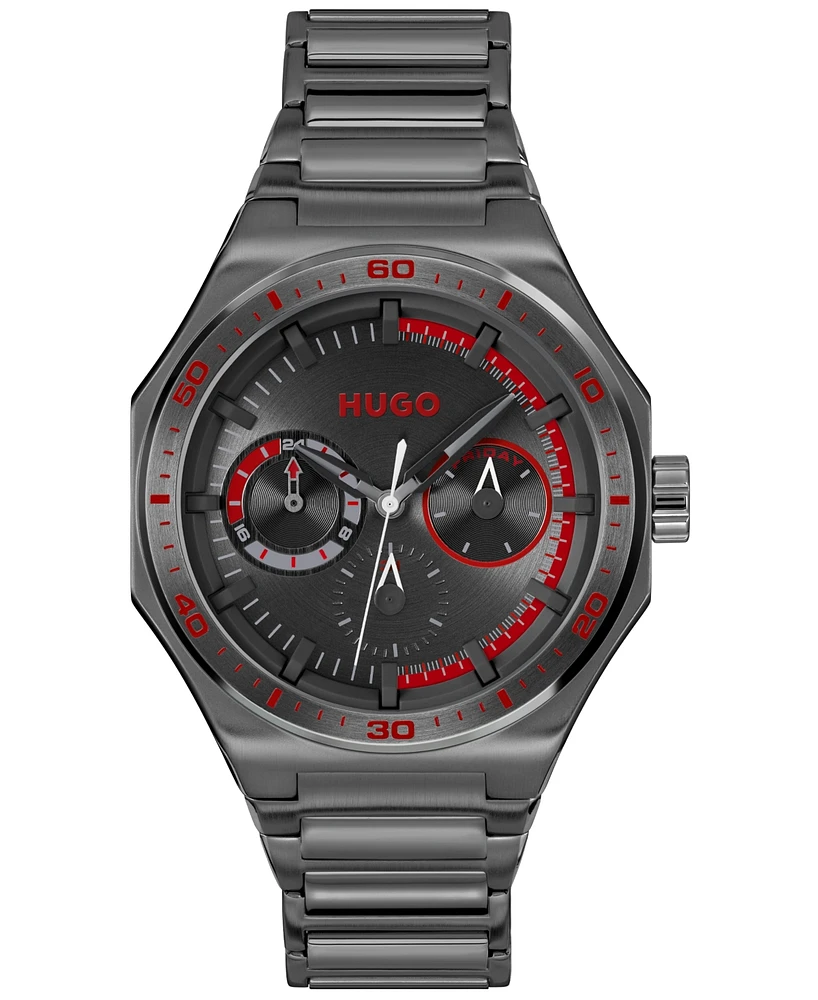 Hugo Boss Men's Grail Sport Quartz Multifunction Ionic Plated Gray Stainless-Steel Watch, 44mm