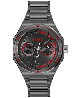 Hugo Boss Men's Grail Sport Quartz Multifunction Ionic Plated Gray Stainless-Steel Watch, 44mm
