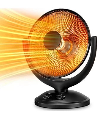 Kismile Oscillating Parabolic Space Heater with Thermostat and Timer, Radiant Dish Heater with Tip-Over and Overheating Protection For Indoor Use, 100