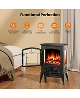 Kismile 15" Electric Fireplace Stove Heater with Thermostat Control, 3D Realistic Flame Effects, Adjustable Heating Mode, Overheating Safe Design