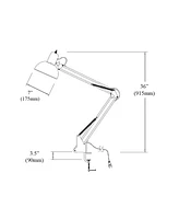 Dainolite 36" Metal Spring Balanced Gloss Clamp-On Task Lamp