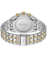 Hugo Boss Men's Skytraveller Quartz Chronograph Ionic Plated Thin Two-Tone Stainless-Steel Watch, 44mm