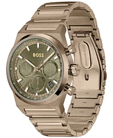 Hugo Boss Men's Candor Quartz Chronograph Ionic Plated Beige Gold-Tone Stainless-Steel Watch, 41mm