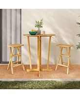 Set of 2 No Assembly Outdoor Bar Stools with Countered Seat