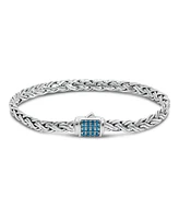 Swiss Blue Topaz & Sterling Silver Paddy Oval 5mm Chain Bracelet, X-Large 8.5 in