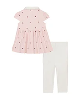 Tommy Hilfiger Baby Girl 2-Piece Printed Polo Tunic Top and Ribbed Capri Leggings Set