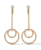 Jessica Simpson Gold-Tone Triple Ring Drop Hoop Earrings – Bold and Stylish Statement Accessory