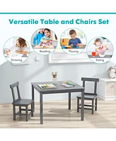 Wooden Kids Table and 2 Chairs Set with Anti-slip Foot Pads