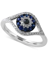 Effy Sapphire (1/4 ct. t.w.) and Diamond (1/6 Evil Eye Ring 14k White or Yellow Gold