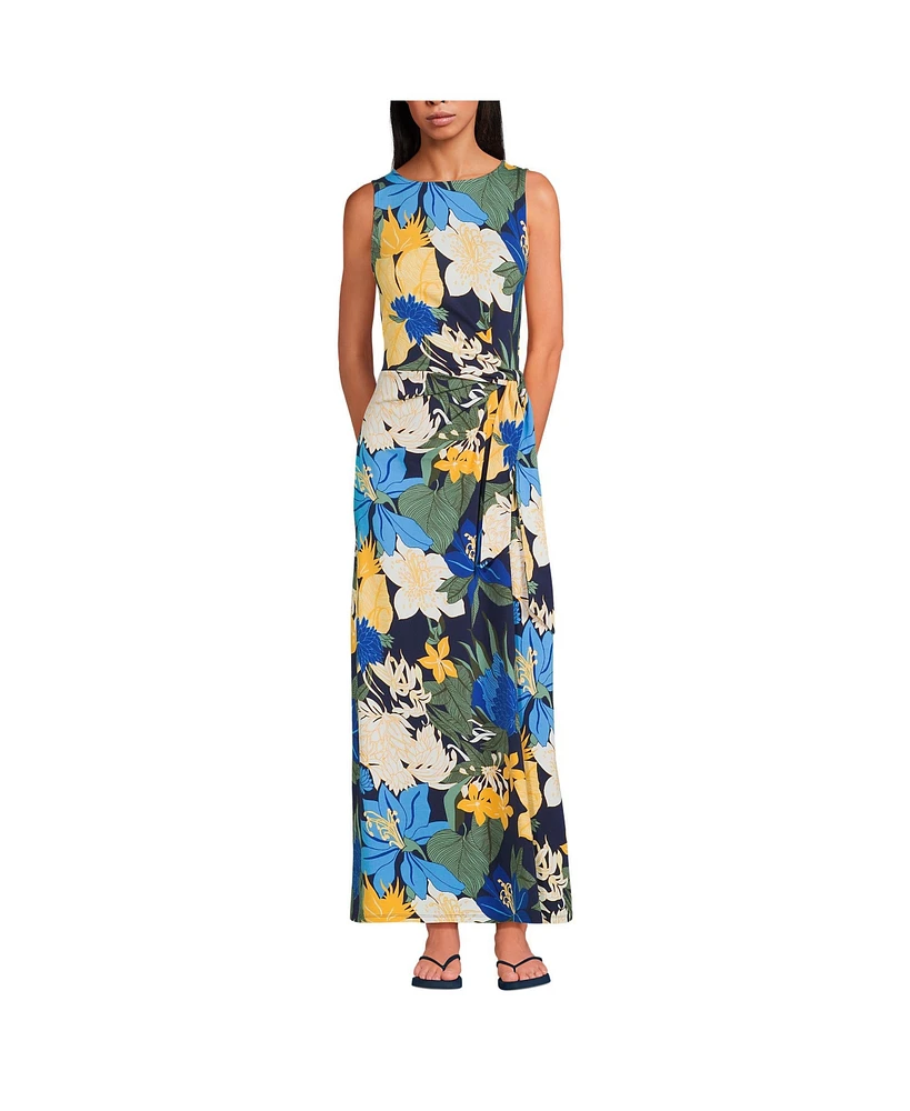 Lands' End Women's Cotton Modal Sleeveless Tie Waist Maxi Dress