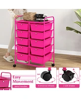 10-Drawer Rolling Storage Cart Versatile and Mobile Storage Solution for Home or Office