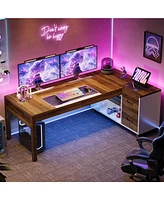 Tribesigns 78.7" L-Shaped Executive Desk, Large Computer Table with 2 Drawers and Storage Shelves, Modern Workstation Business Furniture for Home Offi