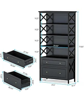 Tribesigns 2 Drawer File Cabinet Filing Cabinet with Shelves Tall Vertical Filling Cabinet for Letter/Legal/A4 Size File, Printer Stand with Storage S