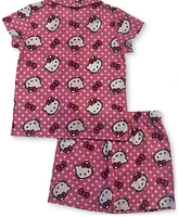 Hello Kitty Little & Big Girls Button-Down Short Pajamas, 2 Piece Set