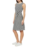 Three Dots Women's Karen Cotton Striped Side-Tie Dress