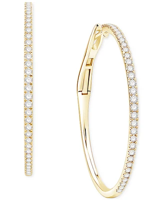Diamond Skinny Medium Hoop Earrings (1 ct.tw.) in 14k Gold