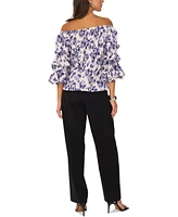 Vince Camuto Women's Floral-Print Off-The-Shoulder Bubble-Sleeve Top