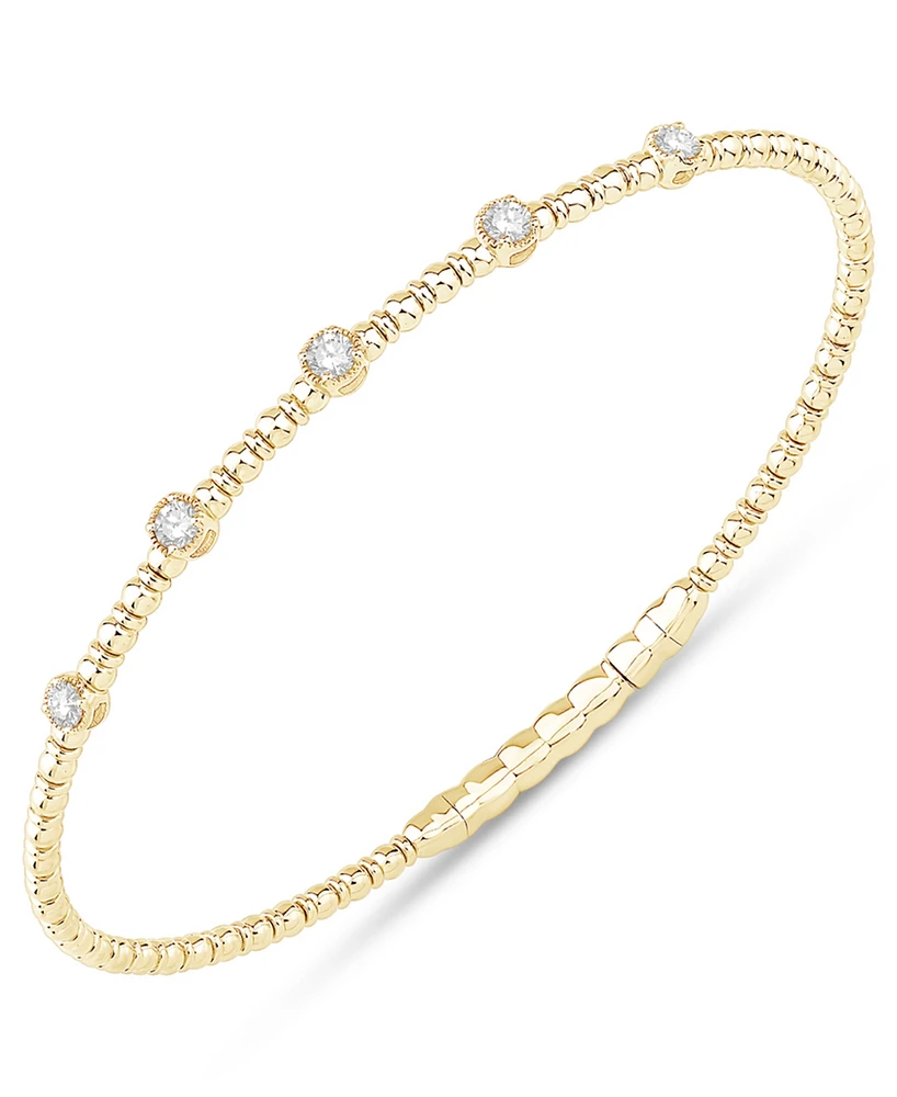 Diamond Station Bezel Flexible Bangle Bracelet (1/3 ct. t.w.) in 10k Gold