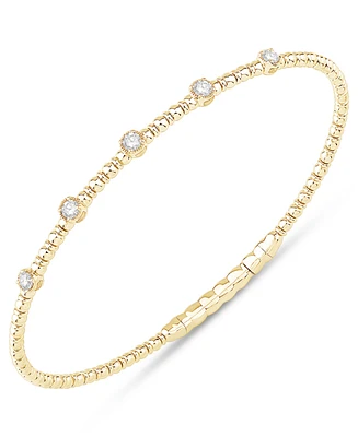 Diamond Station Bezel Flexible Bangle Bracelet (1/3 ct. t.w.) in 10k Gold