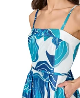 Tahari Women's Floral-Print Square-Neck Gown