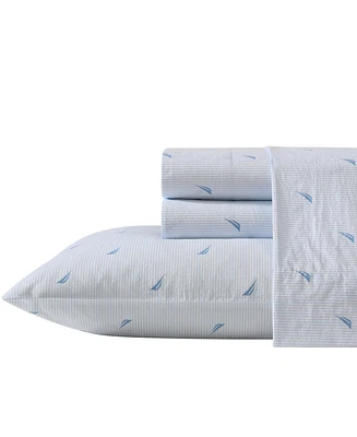 Nautica Printed 200-Thread Count Cotton Percale 3-Pc. Sheet Set, Twin
