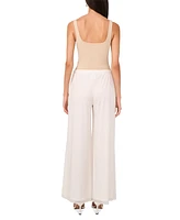 Msk Petite High-Rise Pull-On Palazzo Glitter Pants