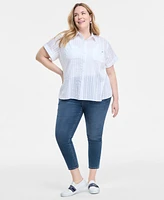 Tommy Hilfiger Plus Cotton Shadow-Striped Camp Shirt