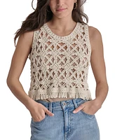 Dkny Jeans Women's Crochet Scoop-Neck Cotton Top