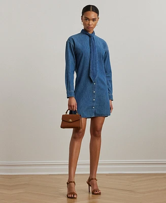 Lauren Ralph Women's Denim Tie-Neck Shirtdress