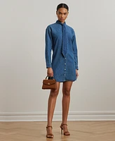 Lauren Ralph Women's Denim Tie-Neck Shirtdress