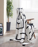 Lulu Tufted Cotton Throw Blanket I 50"x 70" I Ivory Black