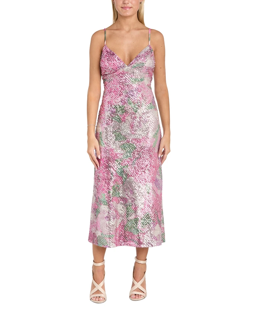 Morgan & Company Juniors' Sequined Empire-Waist Midi Dress