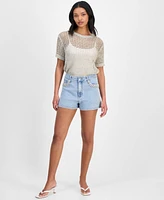 Bar Iii Women's Rhinestone-Pocket Denim Shorts, Exclusively at Macy's
