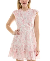 Trixxi Juniors' Flutter-Sleeve Tiered Mini Dress